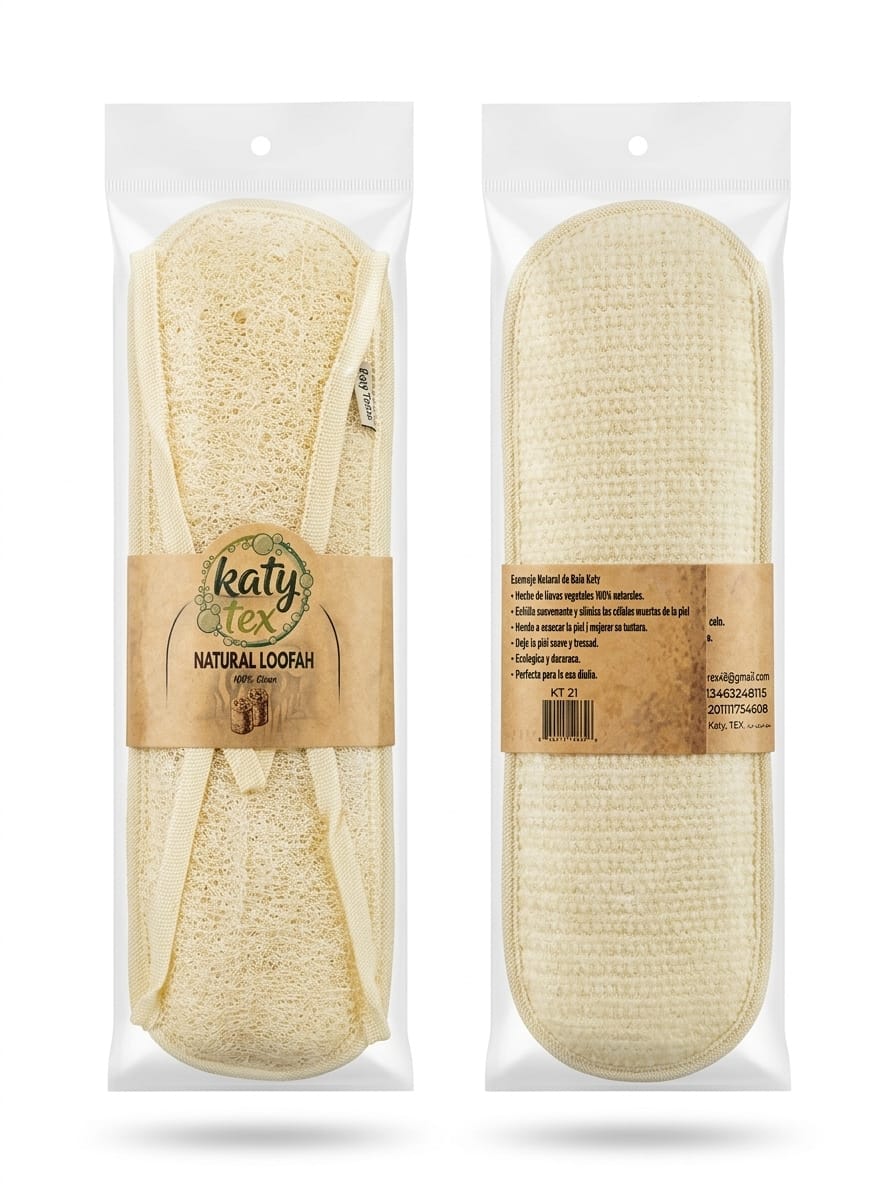 Long Loofah in its pack, front and back