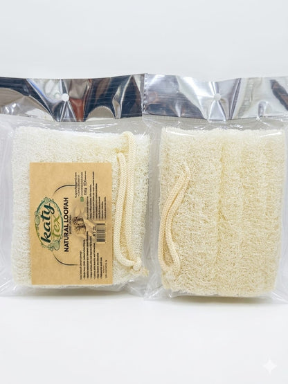 Natural Loofah Pad in its pack, front and back